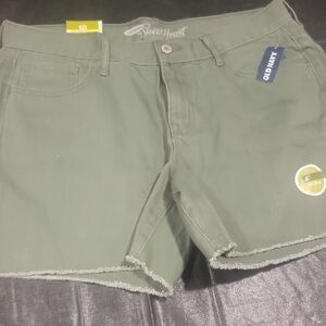 Old Navy Olive Green Frayed Hem Cotton Shorts